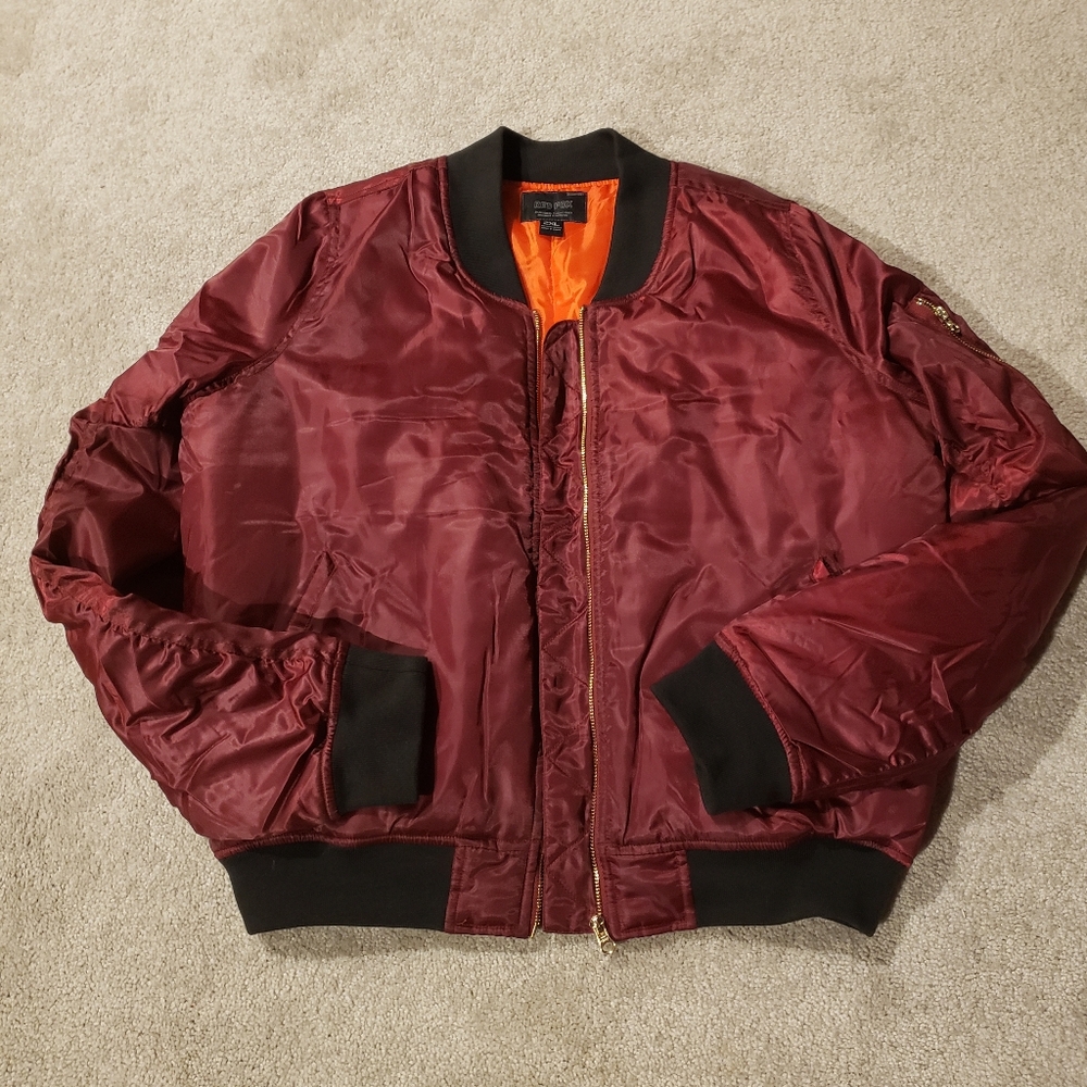 Women's Burgundy Flight Jacket Sz 2XL